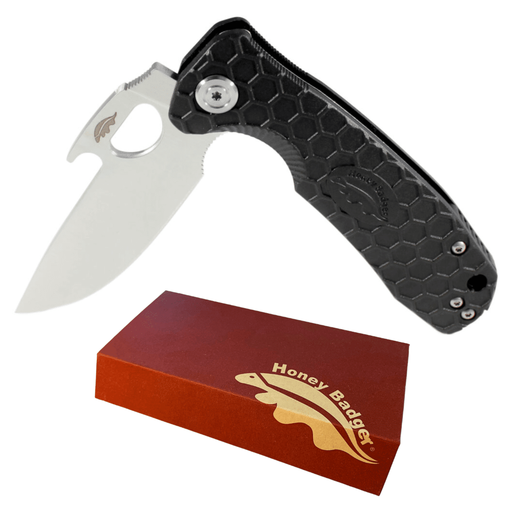 Opener Large Black 14C28N (HB1681) Honey Badger Knives Pocket Knives