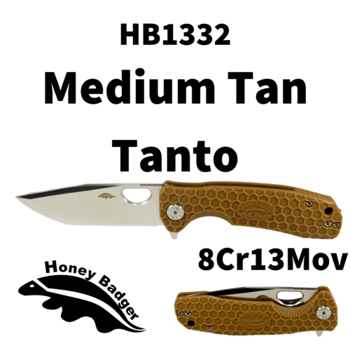 Tanto  Medium Tan 8Cr13MoV (HB1332) Honey Badger Knives Pocket Knives