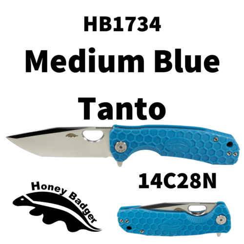Tanto  Medium Blue 14C28N (HB1734) Honey Badger Knives Pocket Knives