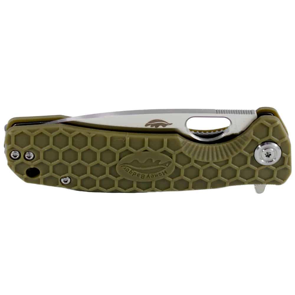 Drop Point Flipper Small Green 8Cr13MoV (HB1023) Honey Badger Knives Pocket Knives