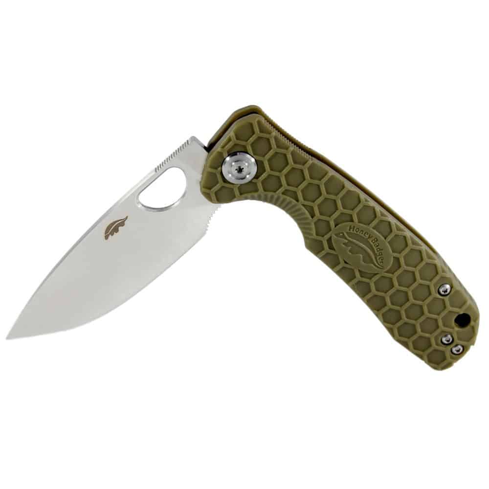 Drop Point Flipper Medium Green 8Cr13MoV (HB1013) Honey Badger Knives Pocket Knives