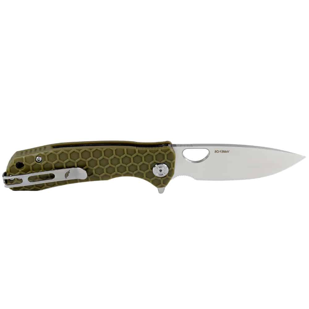 Drop Point Flipper Large Green 8Cr13MoV (HB1003) Honey Badger Knives Pocket Knives