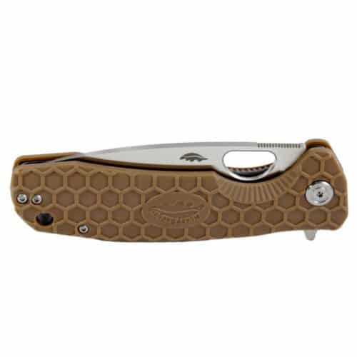 Drop Point Flipper Large Tan 8Cr13MoV (HB1002) Honey Badger Knives Pocket Knives