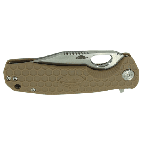 Clip Point Flipper Medium Tan 8Cr13MoV (HB4070) Honey Badger Knives Pocket Knives