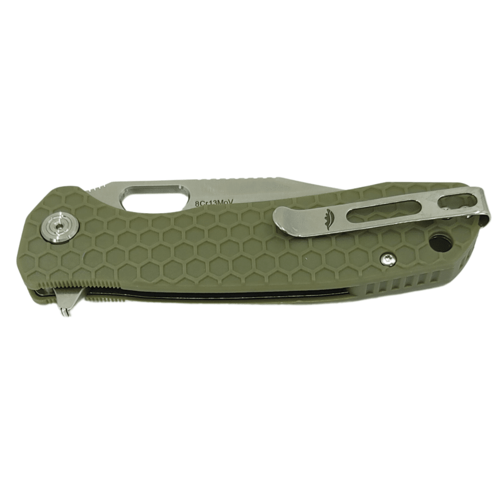 Clip Point Flipper Large Green 8Cr13MoV (HB4065) Honey Badger Knives Pocket Knives